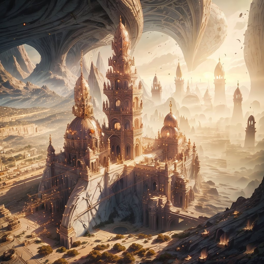 Stable Diffusion prompt: Stunning fantasy city of scienti...