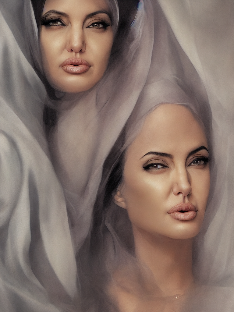 Stable Diffusion prompt: a Muslim arab woman, Angelina Jo...