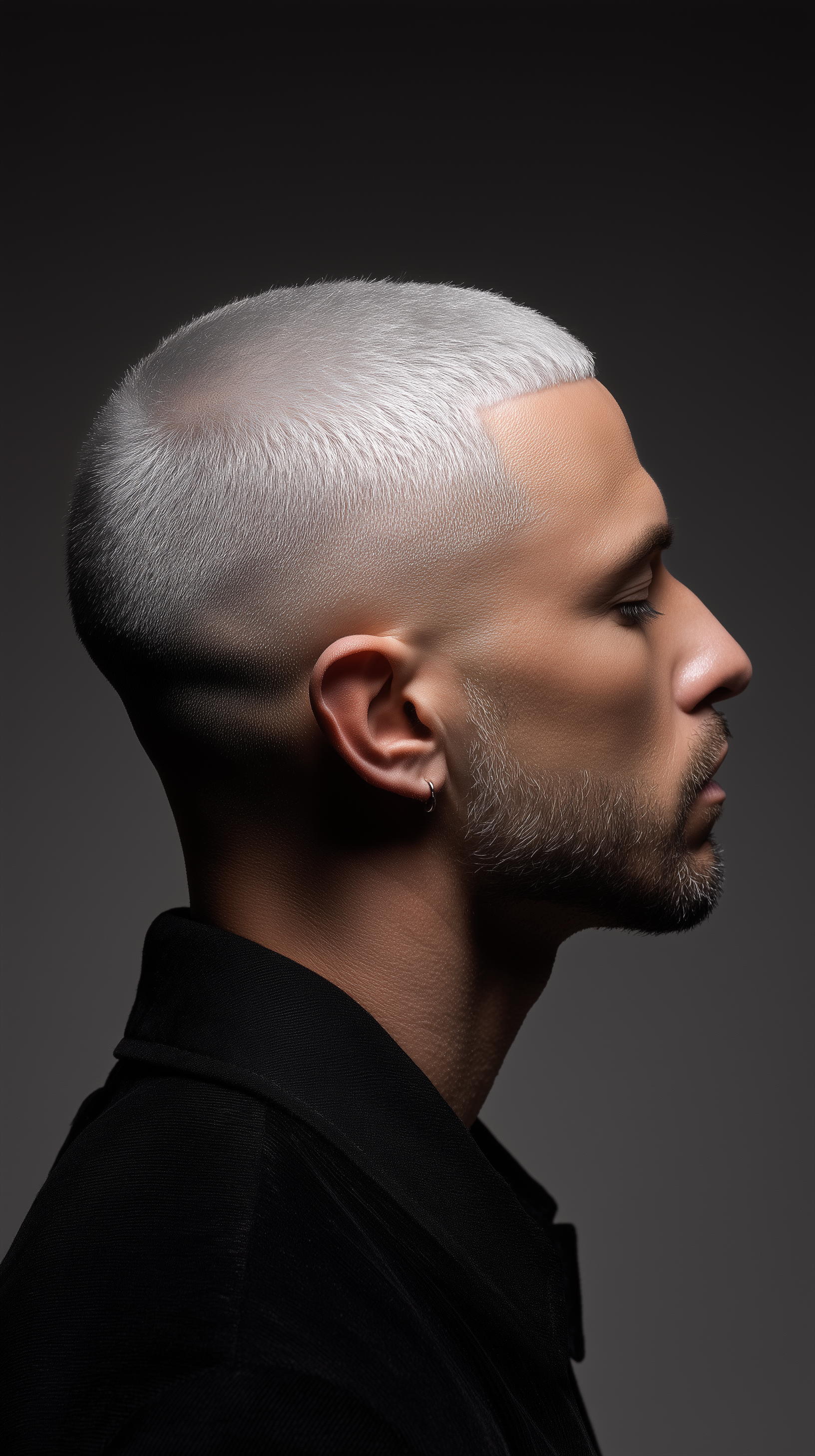 AI generated: Midjourney prompt: hair photography, side view, man, skin fade buzz c... (Midjourney - Portraits)