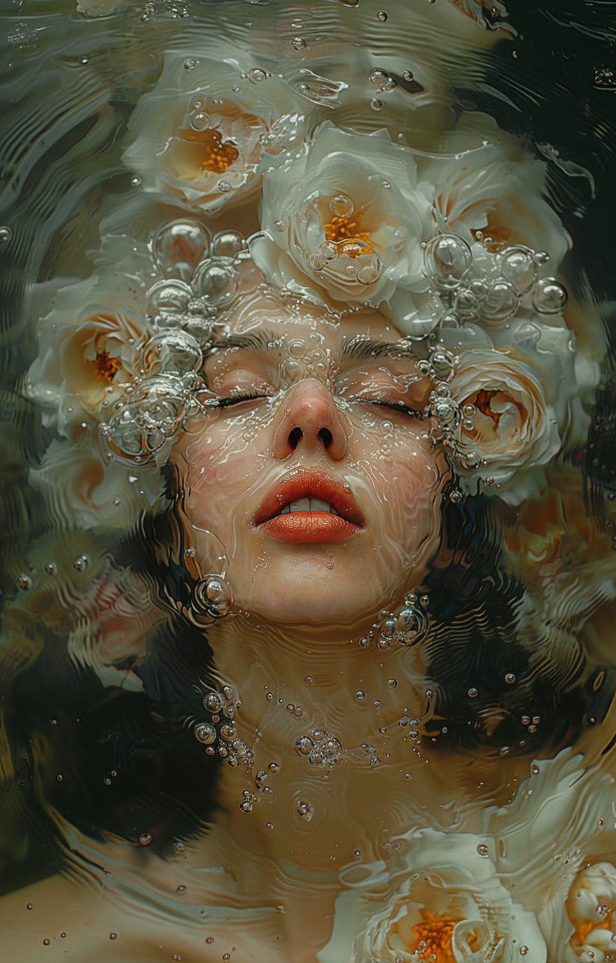 AI generated: Head in the water (Midjourney - Photography)