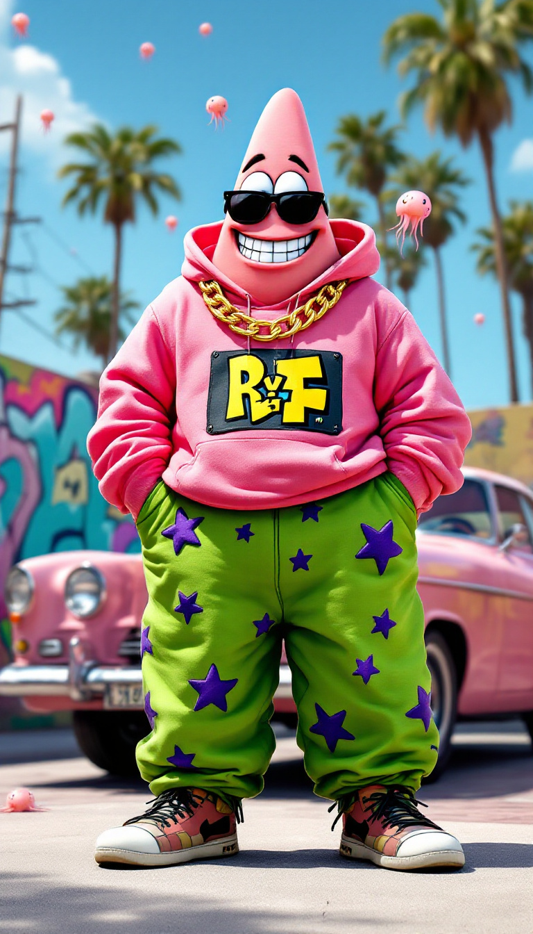 AI generated: FLUX prompt: The character Patrick from the animated series "Sp... (FLUX - Fashion)
