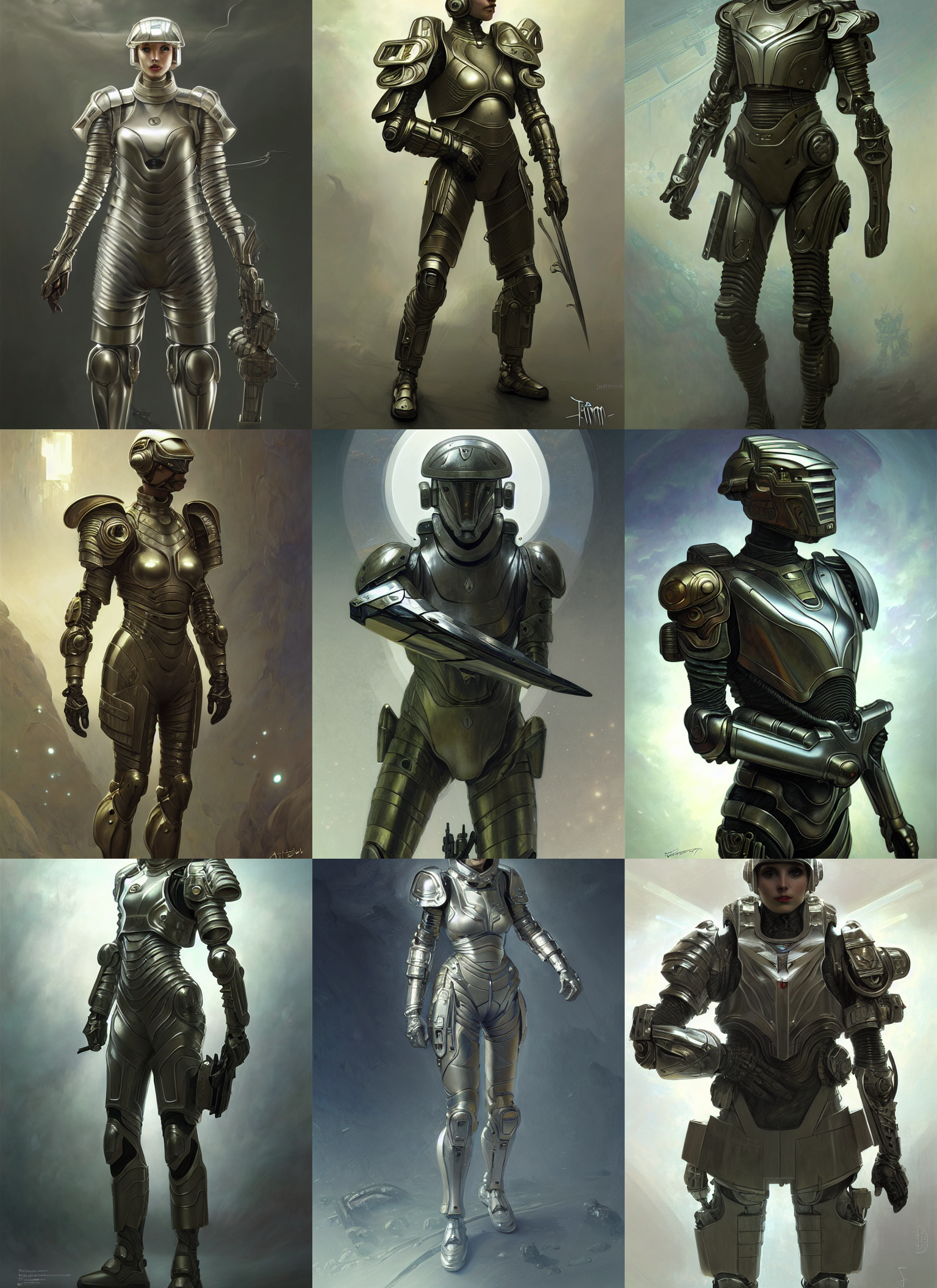 Stable Diffusion prompt: futuristic soldier in powered ar...