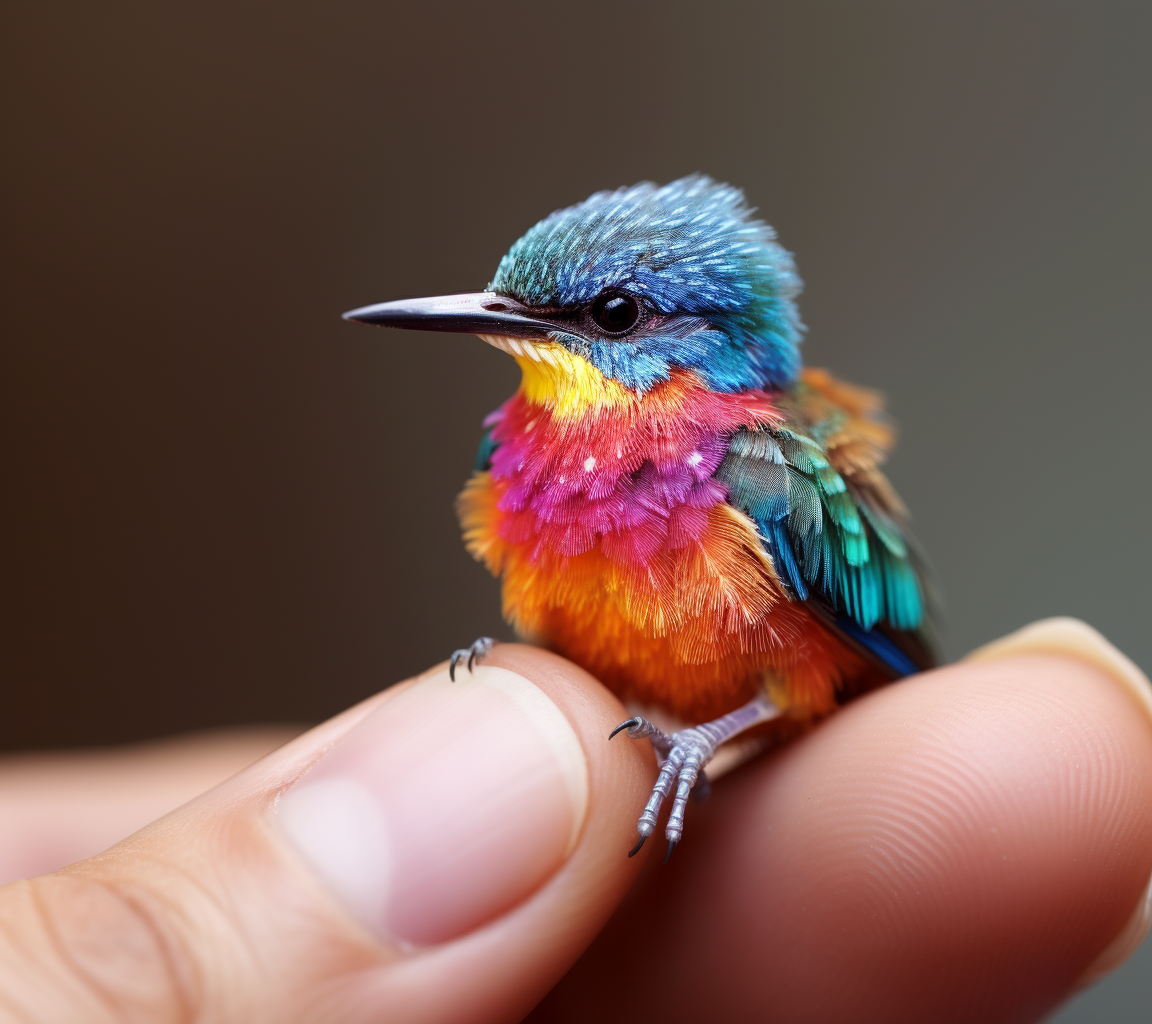 AI generated: Midjourney prompt: a bird that is sitting on someone's finger, in the... (Midjourney - Photography)