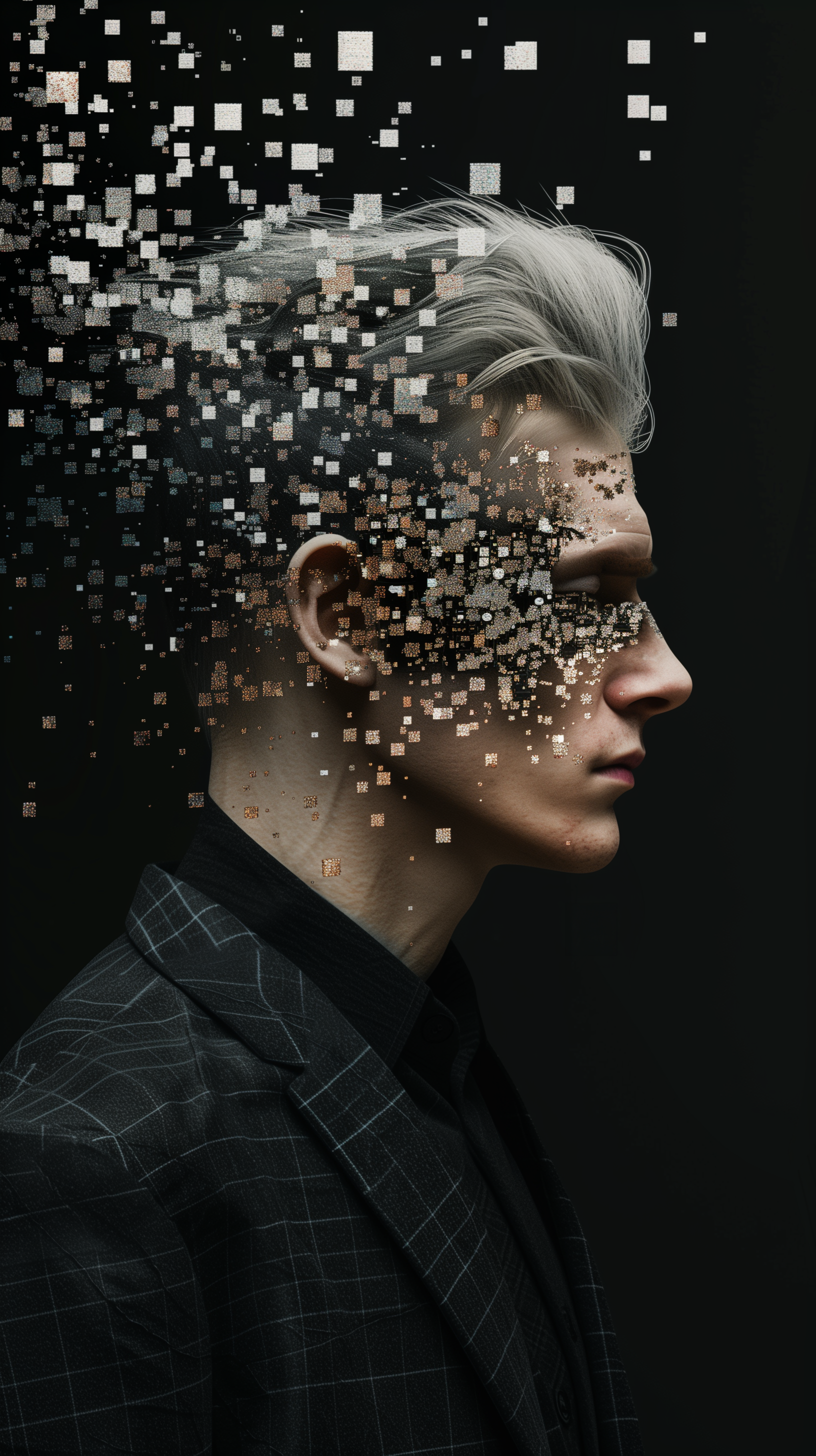 AI generated: Midjourney prompt: hyper-realistic portrait of a man with solid grey ... (Midjourney - Portraits)