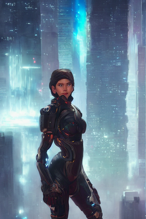 Stable Diffusion prompt: A female space warrior in new yo...