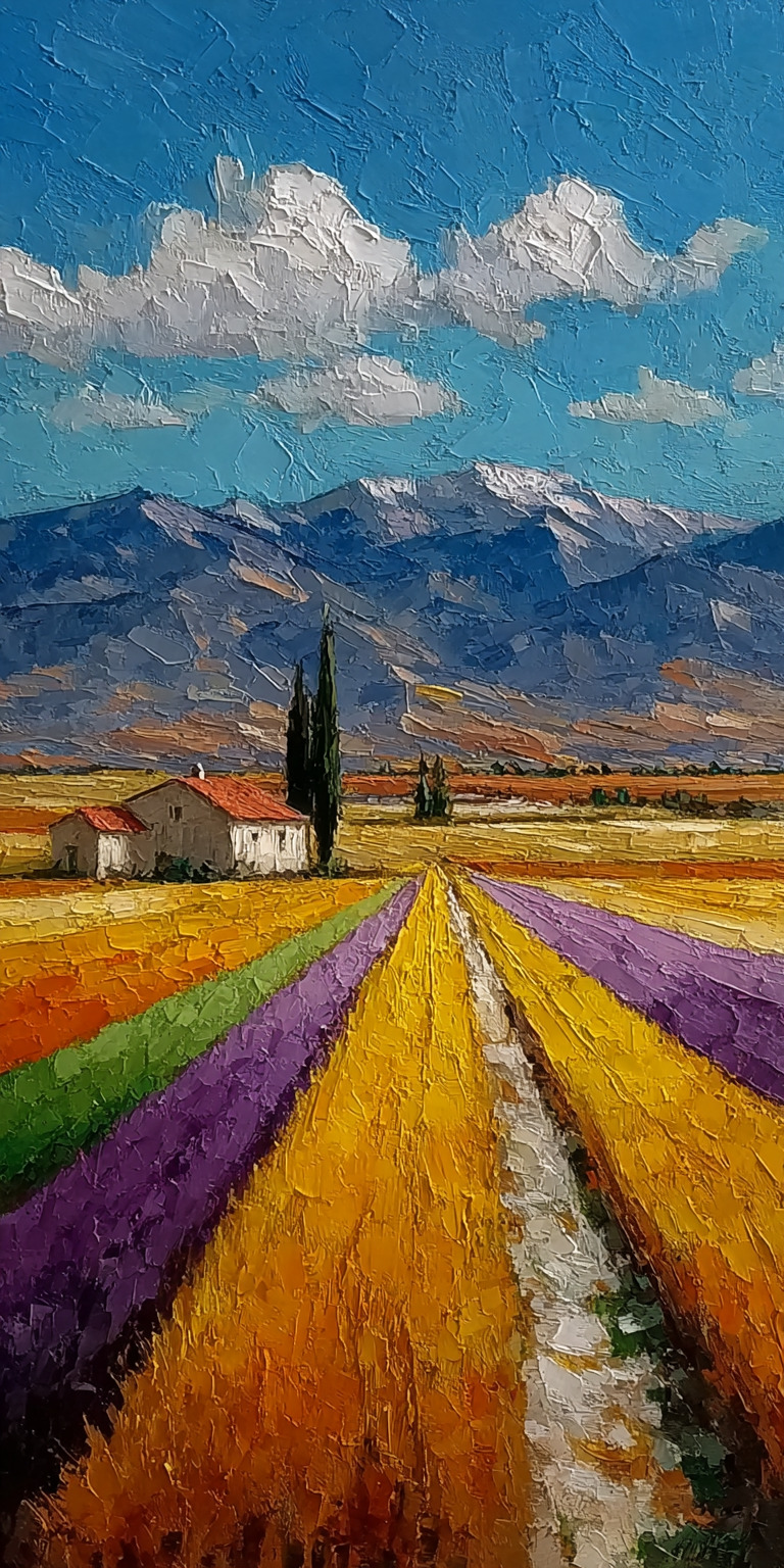صورة مولدة بالذكاء الاصطناعي: Midjourney prompt: French countryside, palette knife technique, heavy... (نموذج Midjourney - فن مفاهيمي)