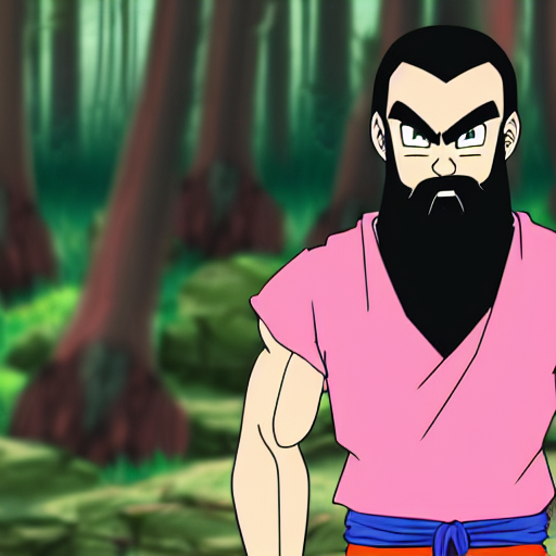 Stable Diffusion prompt: a man with a beard and a pink sh...