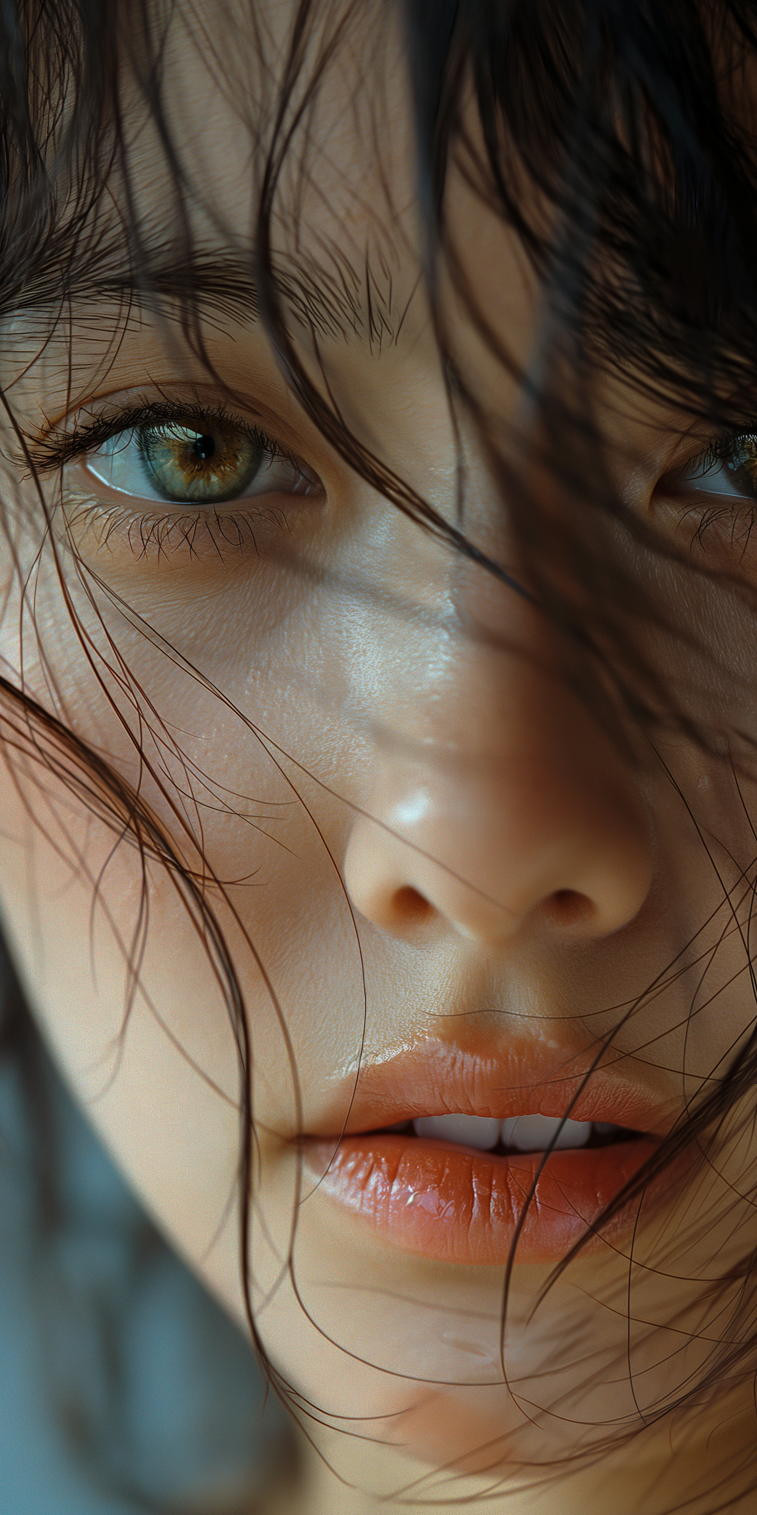 Midjourney prompt: extreme close-up, korean woman, 20-25 years old, i... - Midjourney