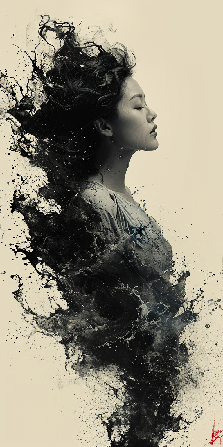 AI generated: Midjourney prompt: surrealistic tattoo design, super simple, abstract... (Midjourney - Portraits)