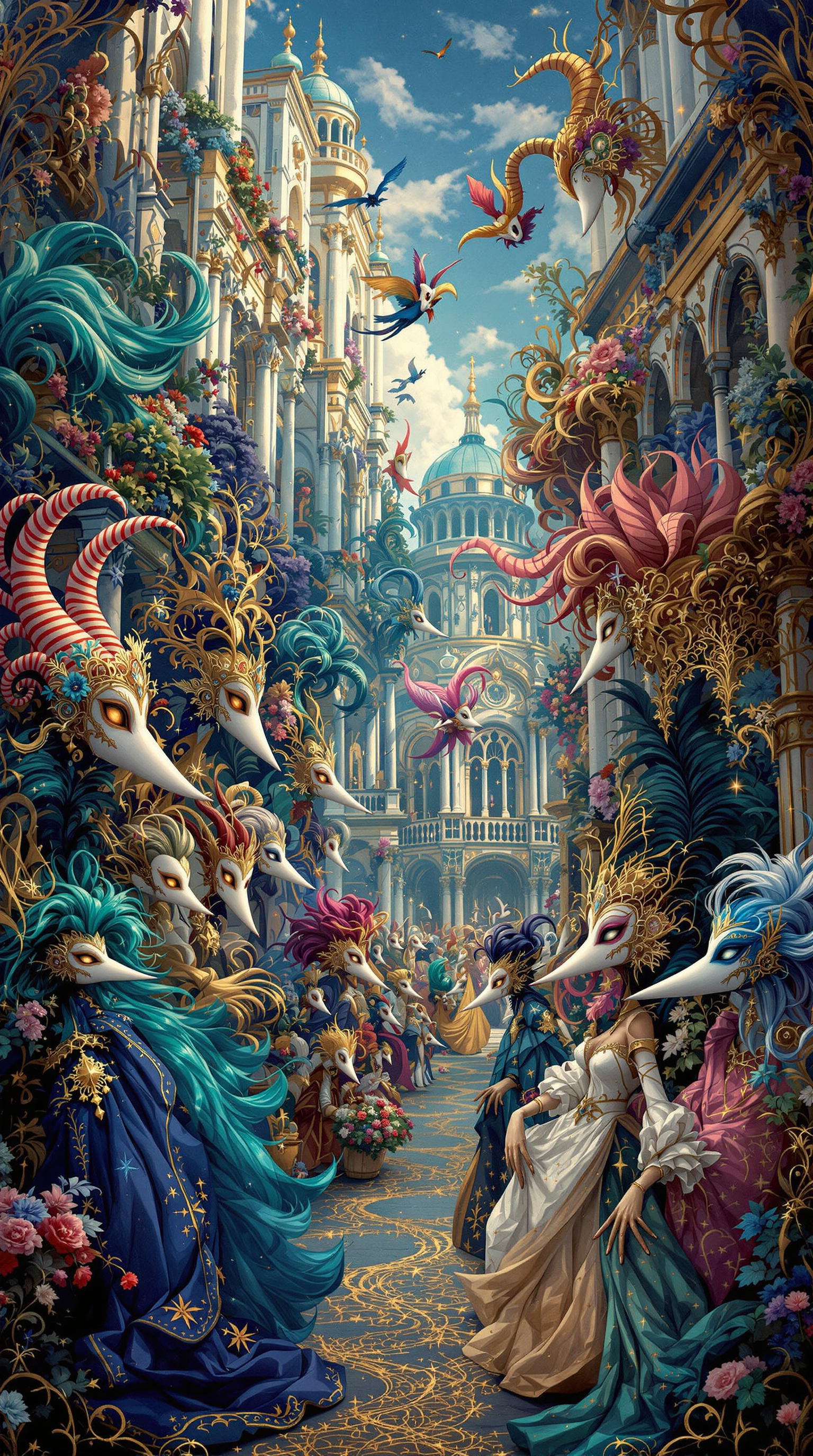 AI generated: FLUX prompt: A majestic carnival scene unfolding in the heart ... (FLUX - Architecture)