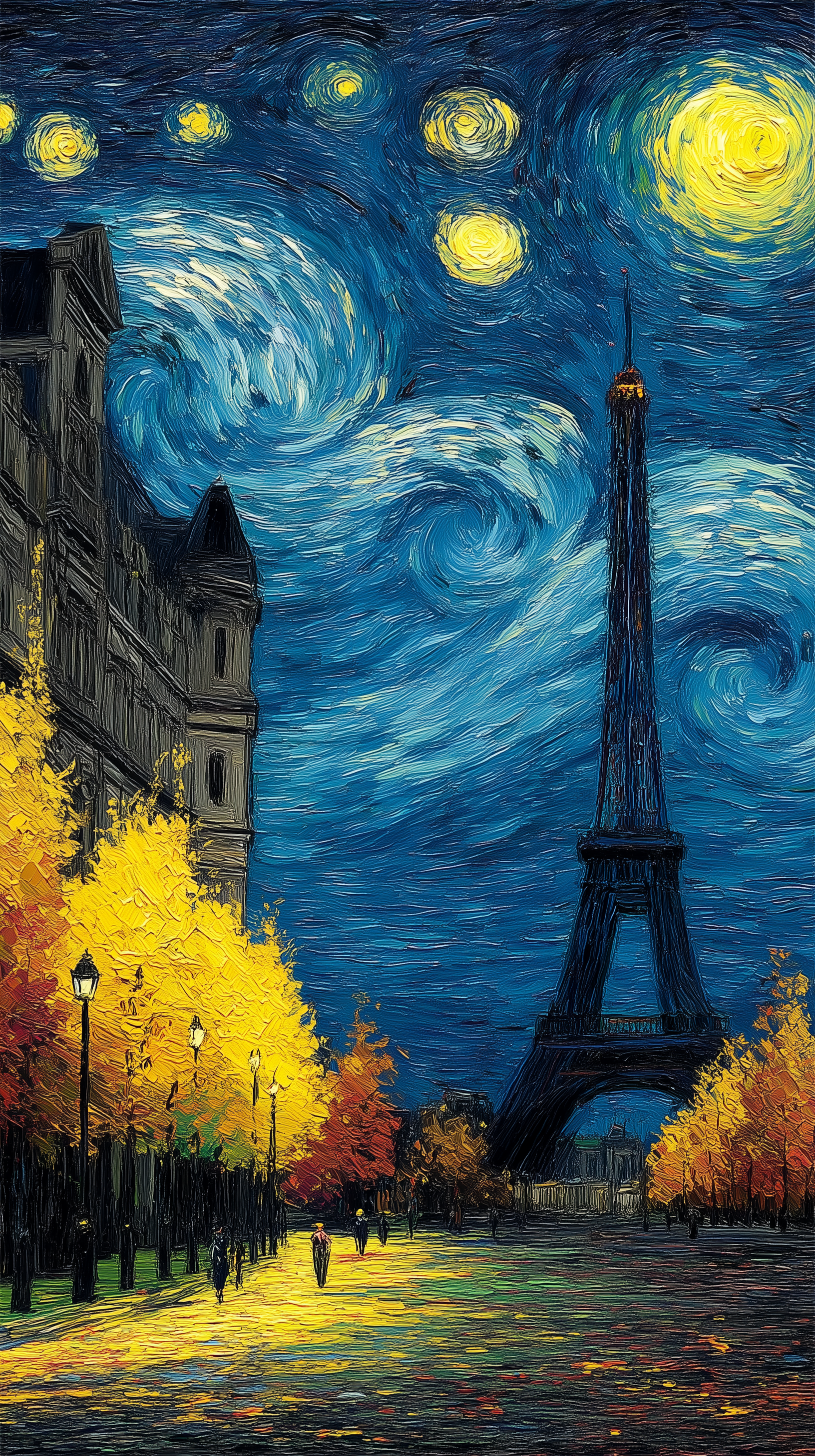 AI generated: Midjourney prompt: paint art, paris with eiffel tower, van Gogh, rand... (Midjourney - Concept Art)