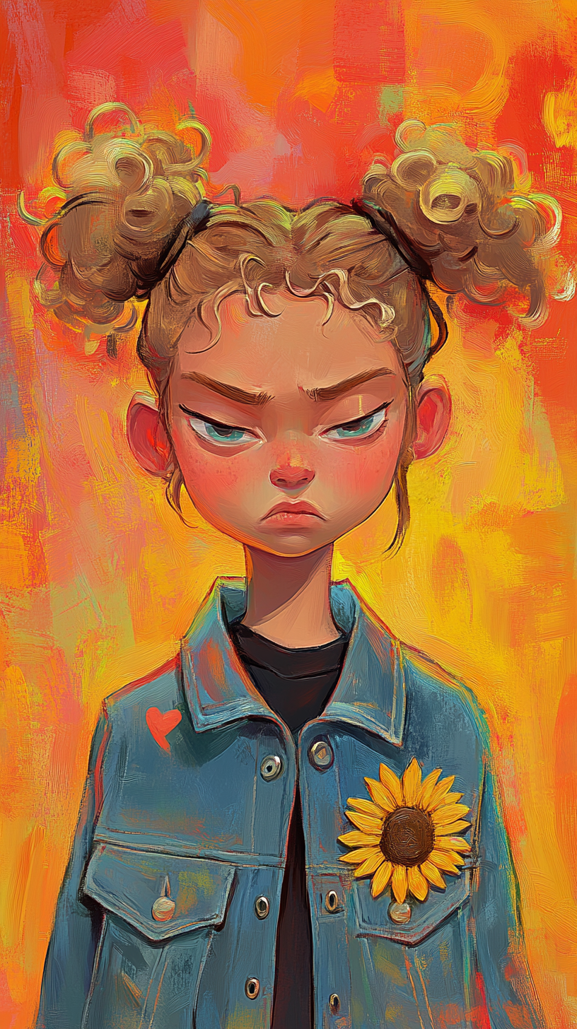 AI generated: Midjourney prompt: stylized illustration, girl, curly blonde hair tie... (Midjourney - Portraits)