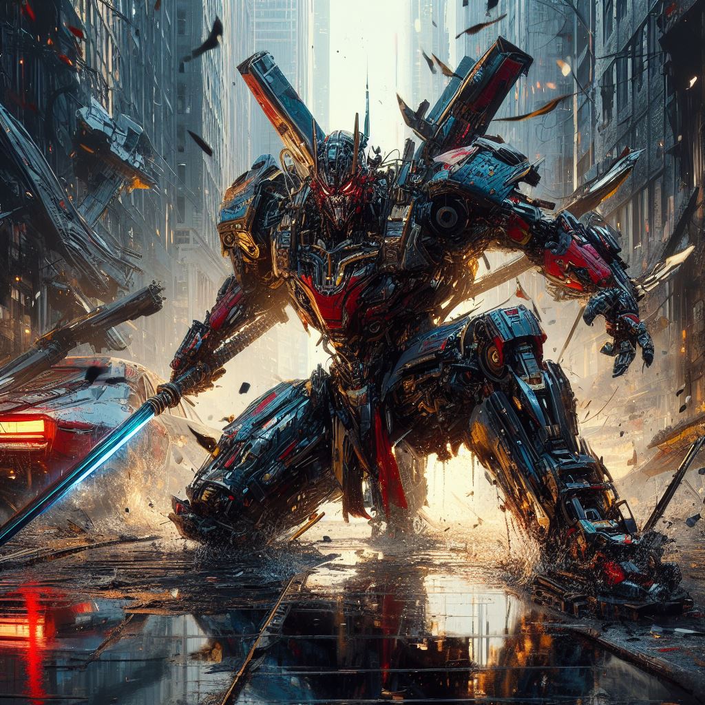 AI generated: DALL·E prompt: painting style, urbanpunk, low angle shot, a cyber... (DALL·E - 3d Renders)