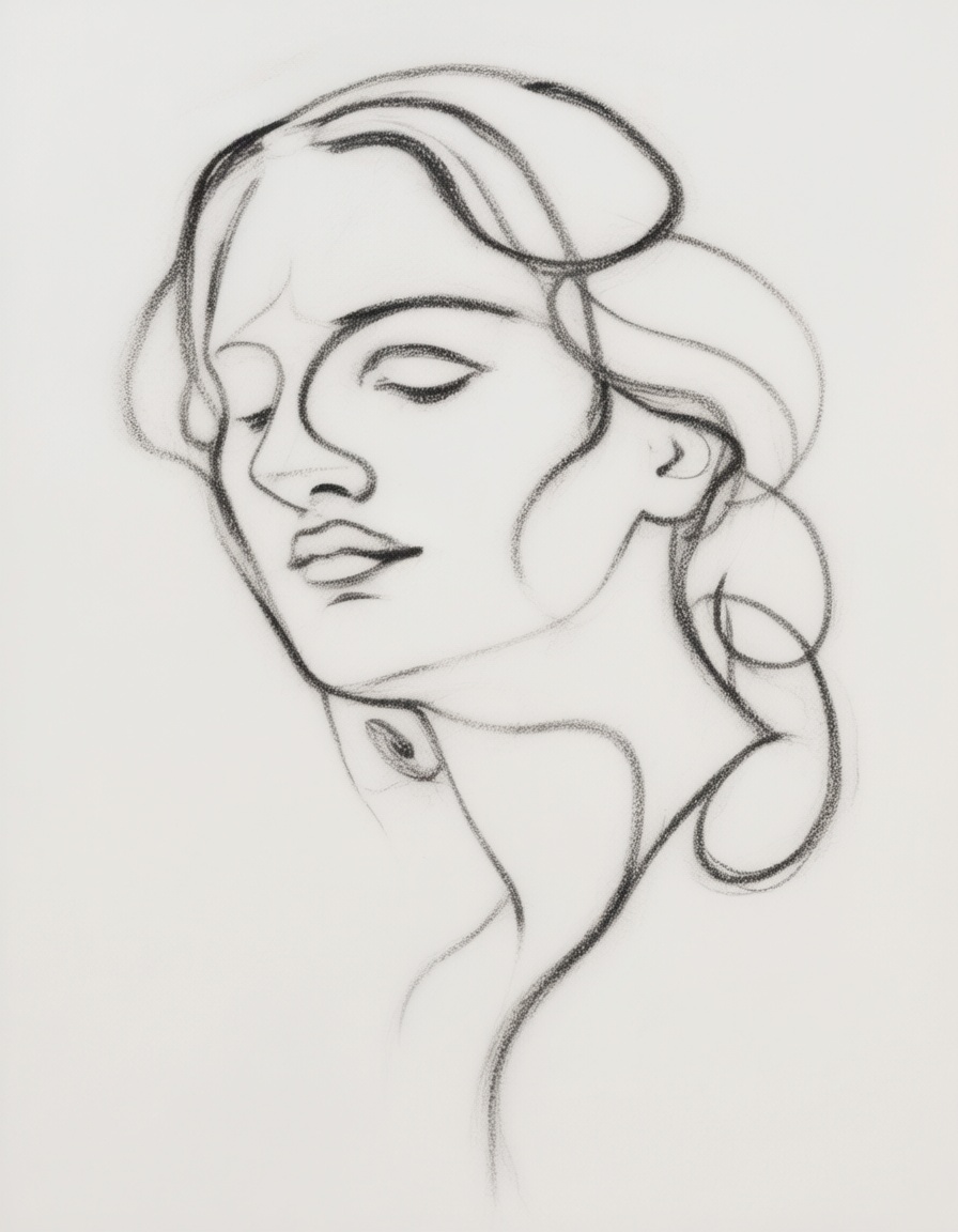 AI generated: Hunyuan prompt: minimalist, very basic, simplified continuous line... (Hunyuan - Portraits)