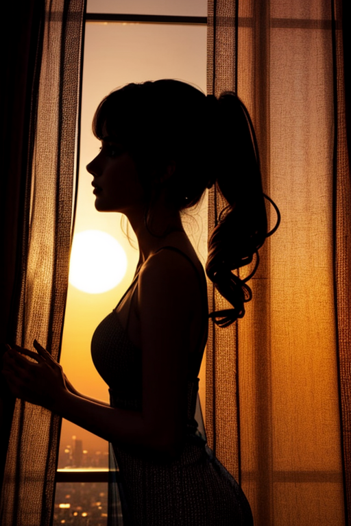 AI generated: Stable Diffusion prompt: medium closeup, (silhouette of a woman:1.1) standi... (Stable Diffusion - Photography)