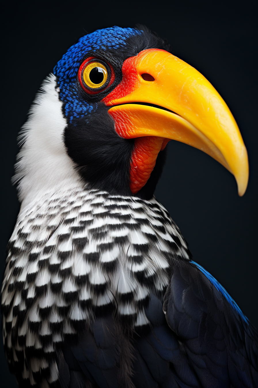 AI generated: Midjourney prompt: Freeze the vibrant and exotic face of a toucan, fo... (Midjourney - Photography)