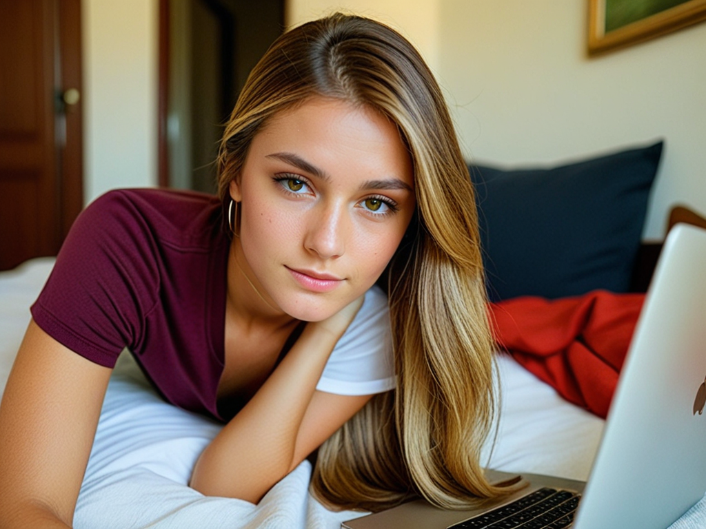AI generated: Stable Diffusion prompt: Close-up, candid photograph of, a college woman, w... (Stable Diffusion - Photography)