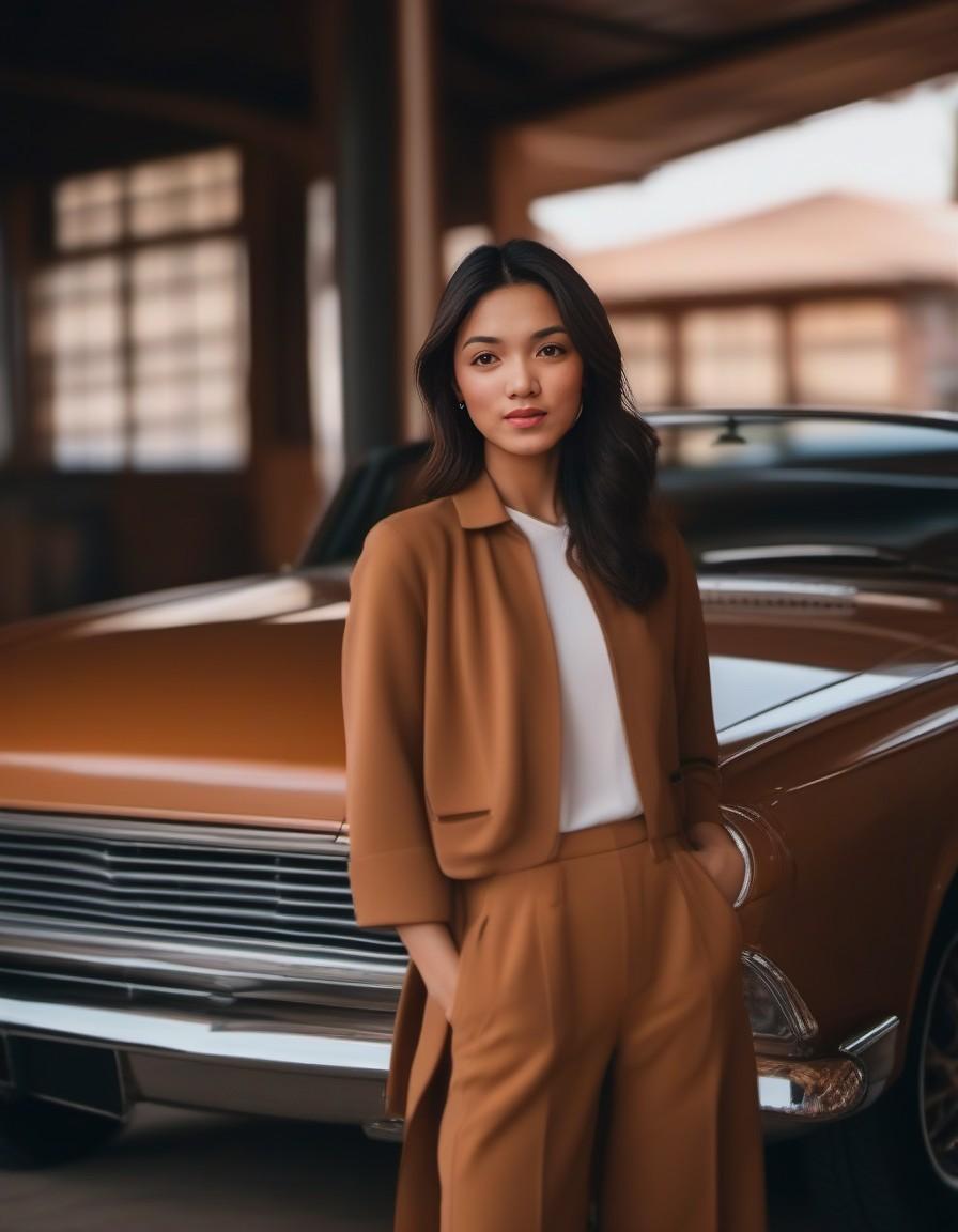 AI generated: Midjourney prompt: Old classic car backdrops like sample photo, like ... (Midjourney - Fashion)