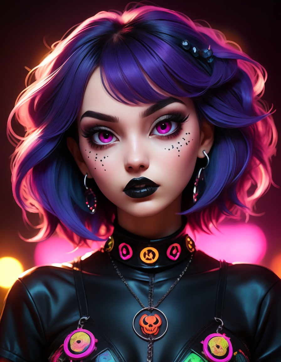 صورة مولدة بالذكاء الاصطناعي: Stable Diffusion prompt: Raver girl with a macabre twist. Imagine her as a ... (نموذج Stable Diffusion - تصوير فوتوغرافي)