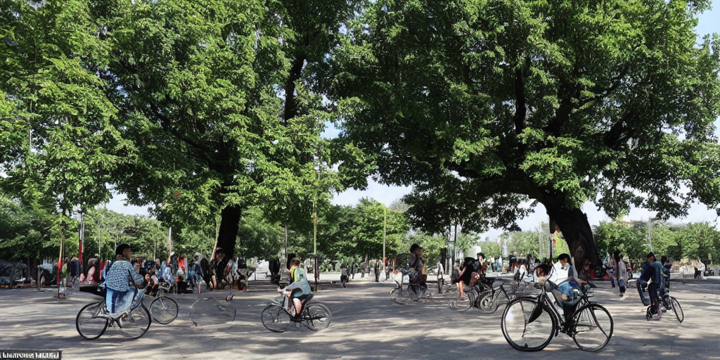 Stable Diffusion prompt: A big tree is in the middle to h...