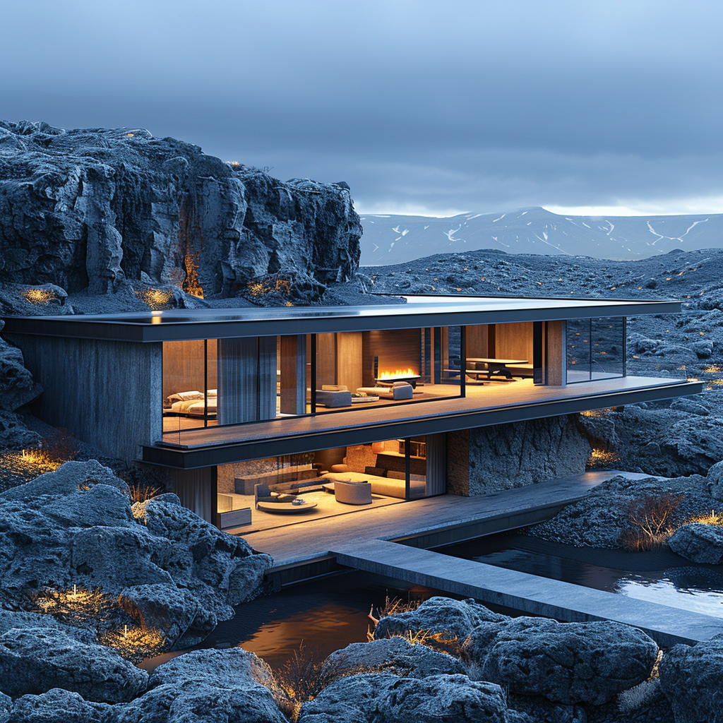 AI generated: Villa in Iceland (Midjourney - Architecture)