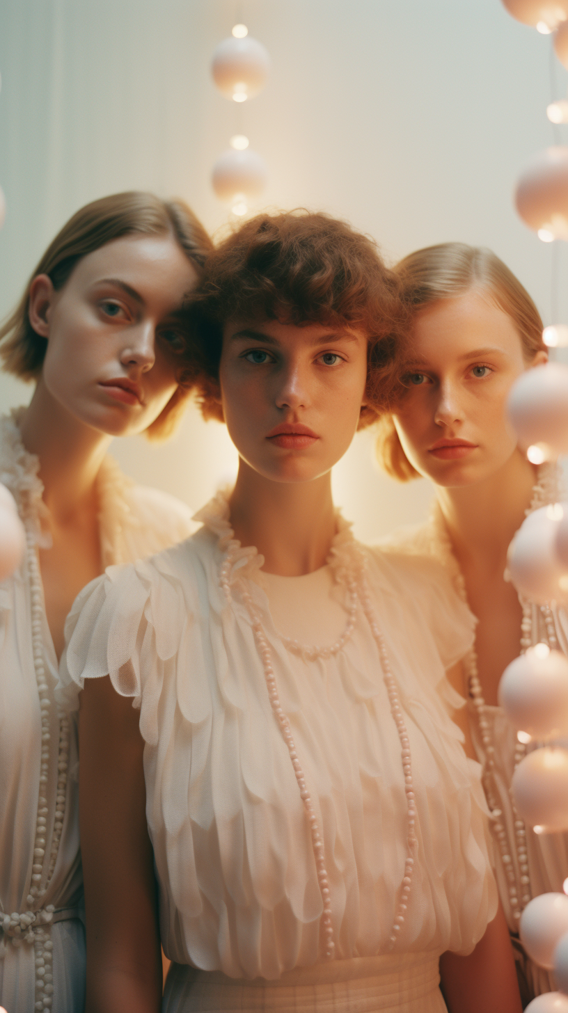 Midjourney prompt: disposable photography of 3 fashion models, wearin... - Midjourney