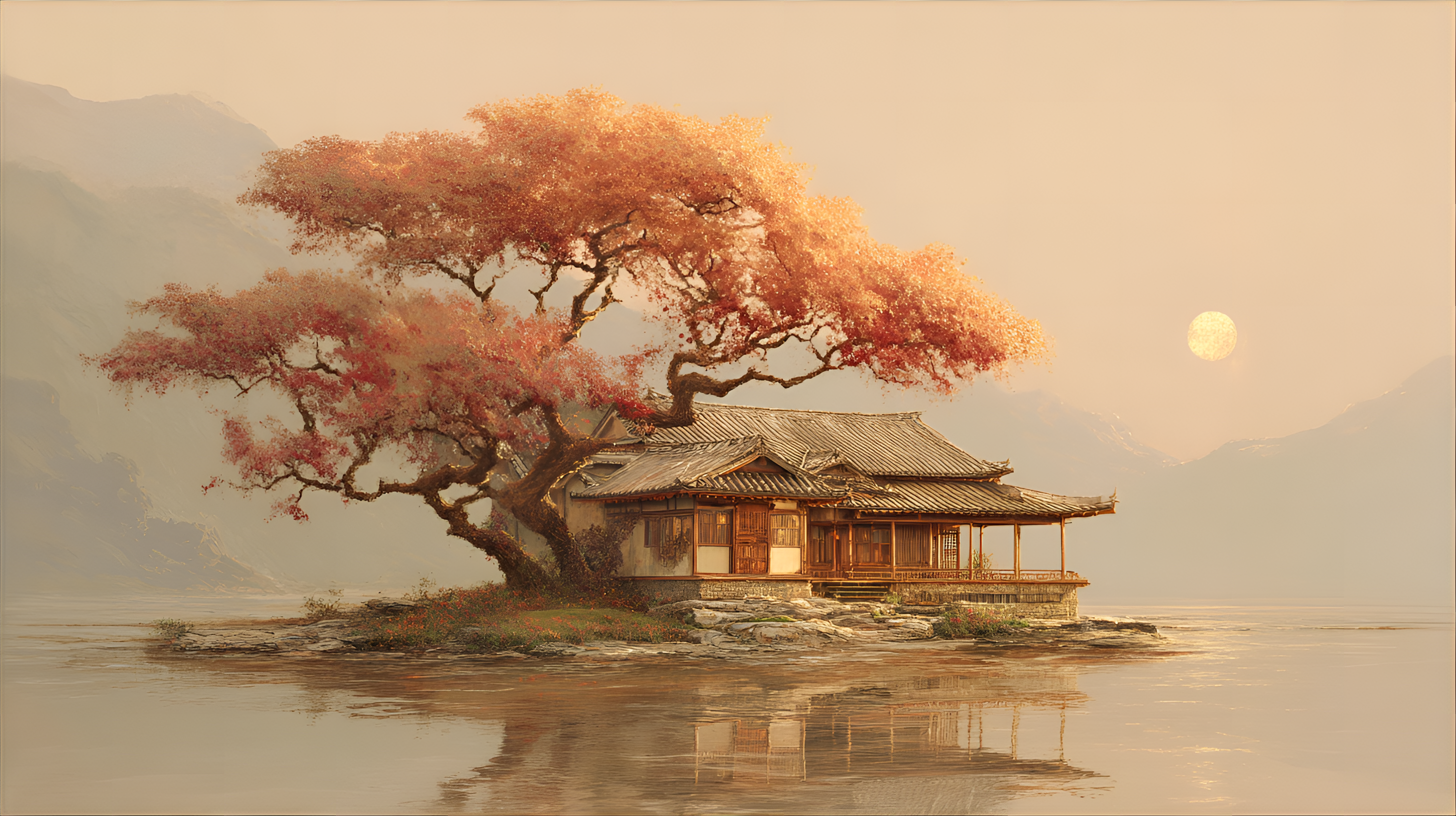 AI generated: Midjourney prompt: the heart of the image is a small island, just lar... (Midjourney - Architecture)