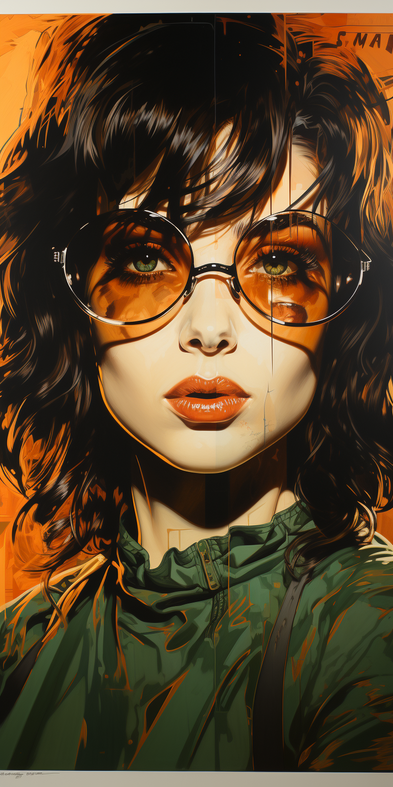 AI generated: Midjourney prompt: a colored painting of a pretty woman with an eye f... (Midjourney - Portraits)