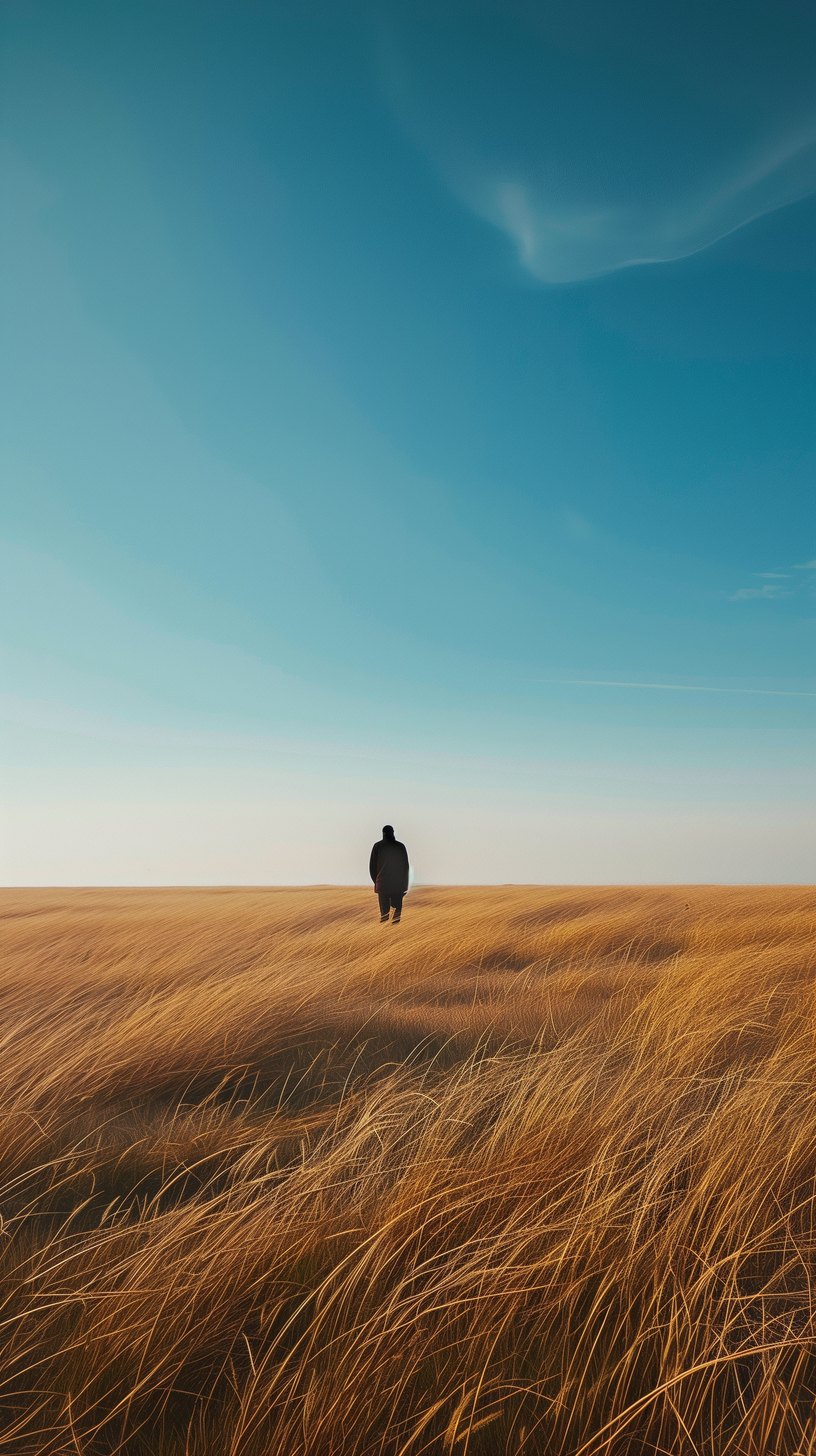 AI generated: Midjourney prompt: portray a person standing alone in a vast field of... (Midjourney - Photography)