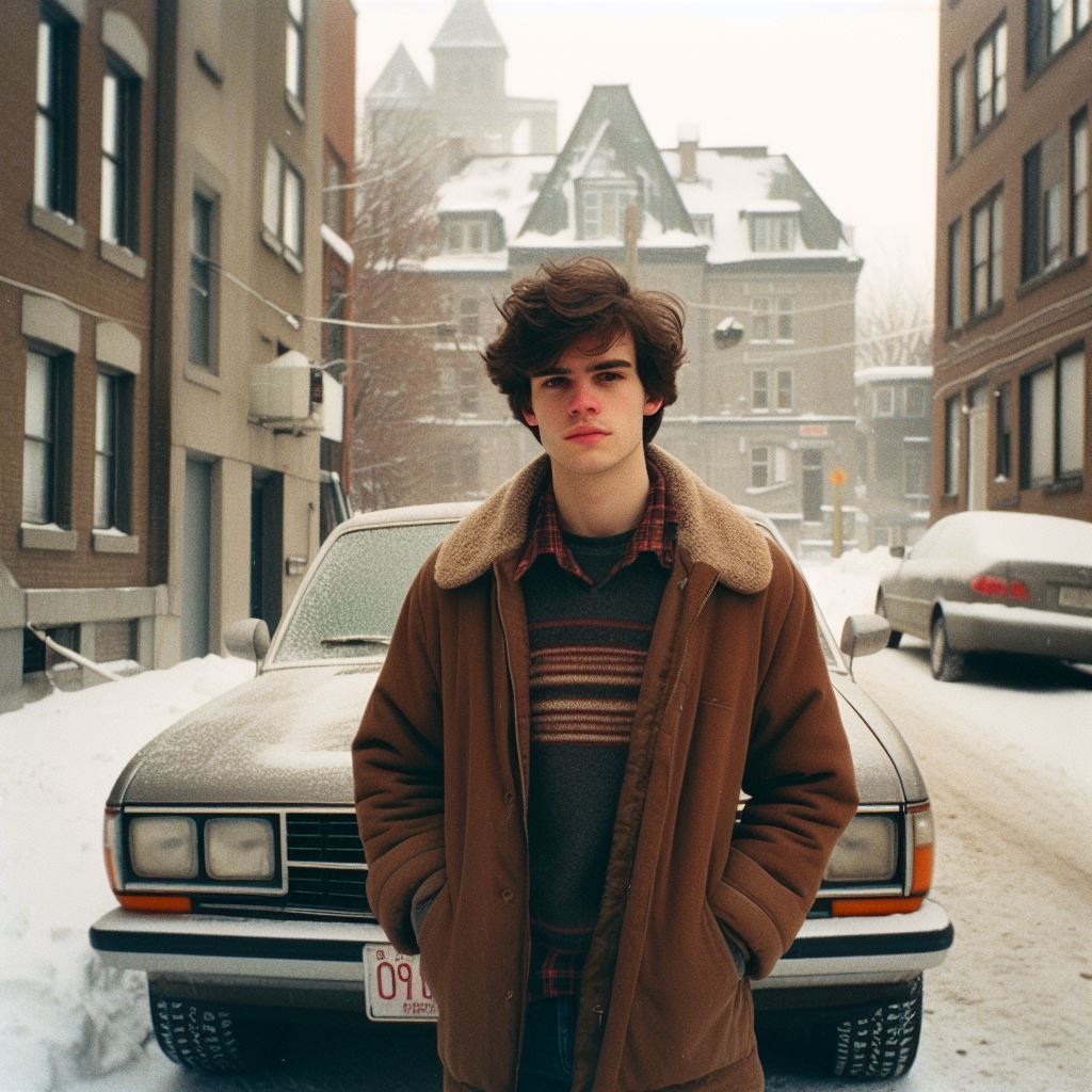 DALL·E prompt: 35mm shot of a young canadian man standing in fron... - DALL·E