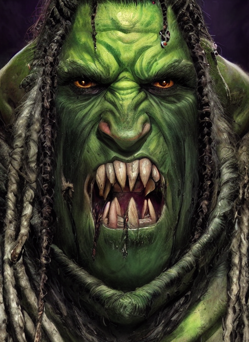 Stable Diffusion prompt: portrait of orc thrall, warchief...