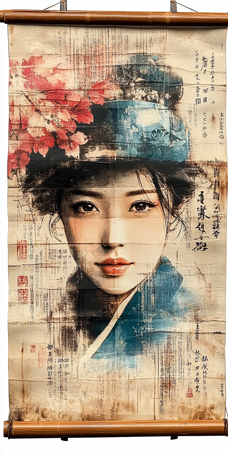Midjourney prompt: Japanese ink portrait of a woman --chaos 75 --ar 1... - Midjourney