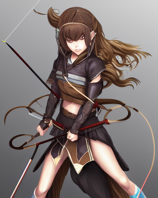 Stable Diffusion prompt: anime girl with a bow and arrow,...