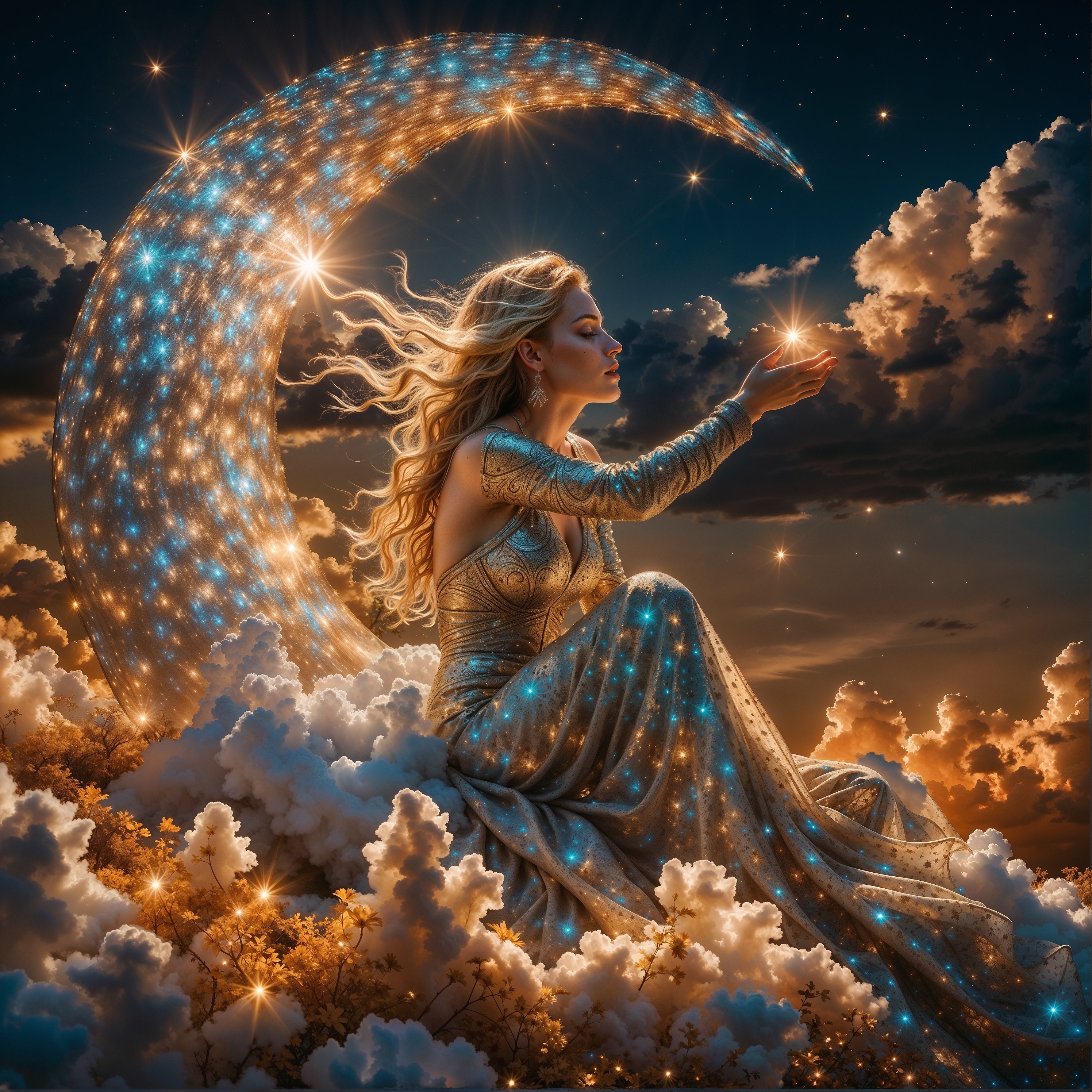 AI generated: Sparkly Crescent Moon Wonder (Stable Diffusion - Photography)