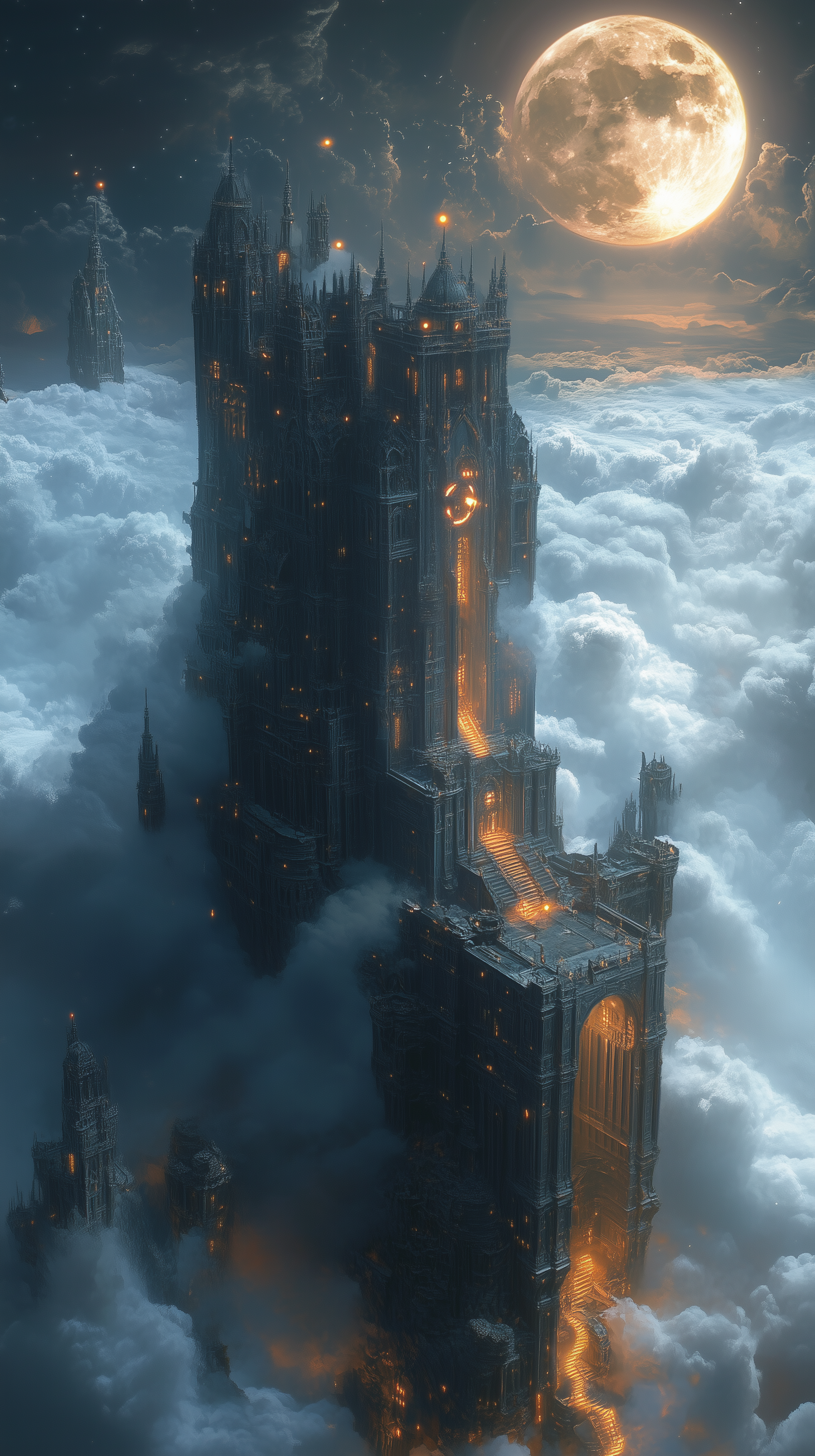 AI generated: Midjourney prompt: wide-angle view, grand castle floating in a sky-fi... (Midjourney - Concept Art)