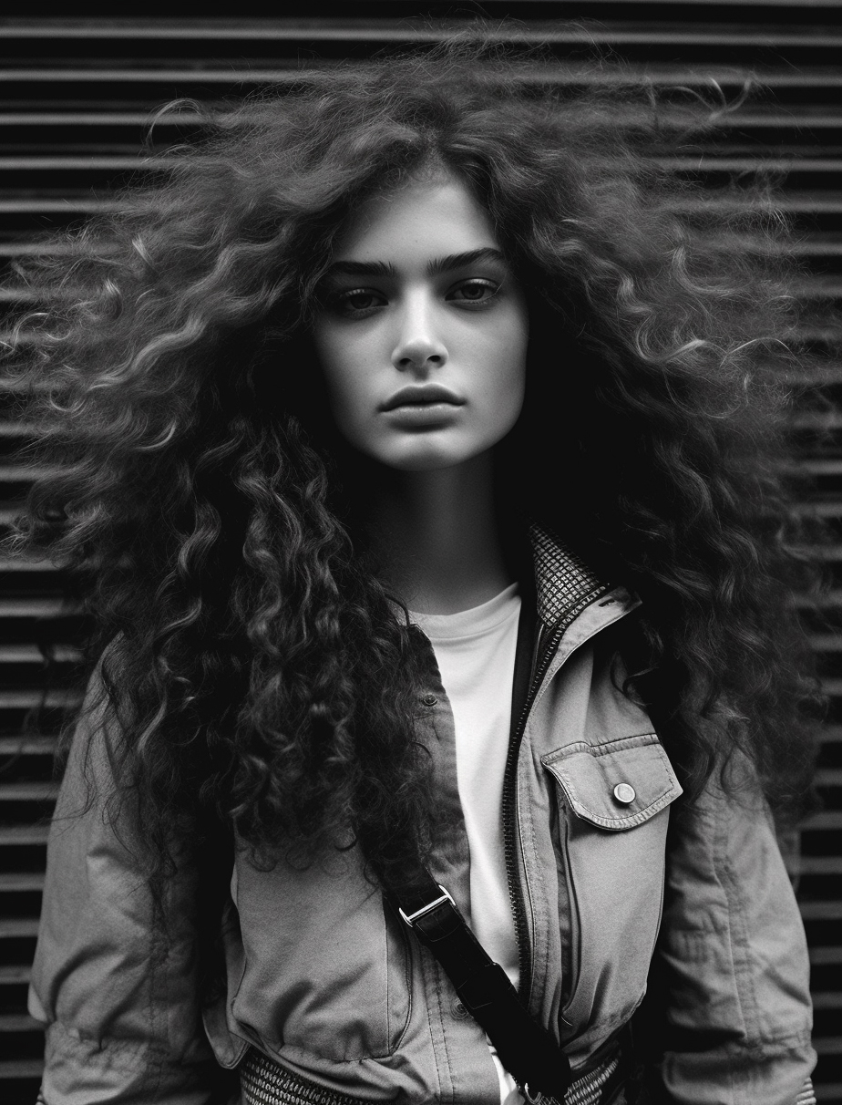 Midjourney prompt: a black and white photo of a woman , i-d magazine,... - Midjourney