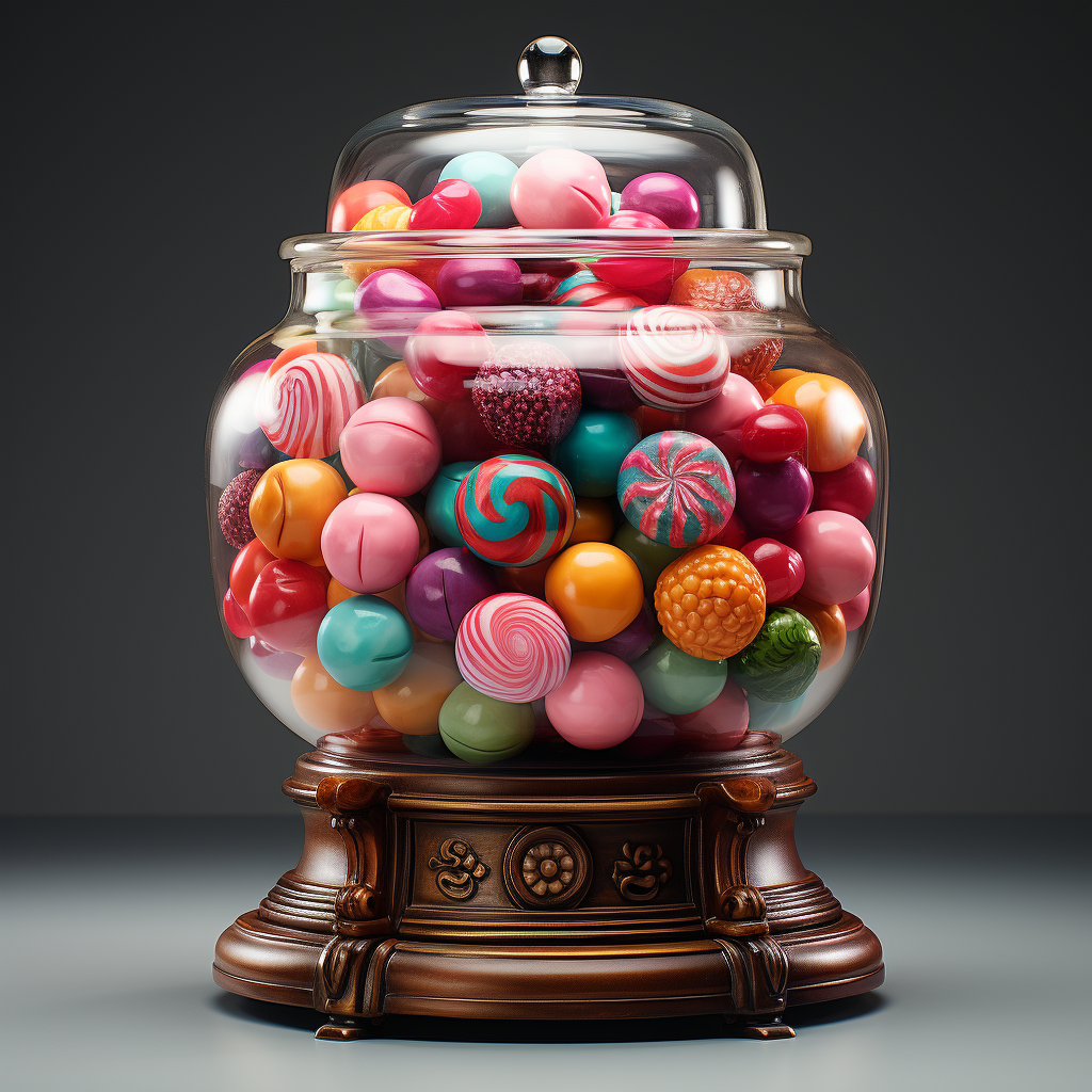 AI generated: Midjourney prompt: photorealistic, front view, candy objet, silver, t... (Midjourney - 3d Renders)