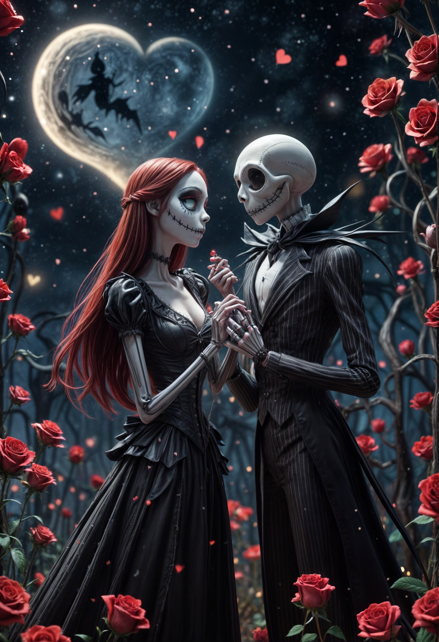 صورة مولدة بالذكاء الاصطناعي: Stable Diffusion prompt: Nightmare before Christmas,love scene,romantic emb... (نموذج Stable Diffusion - صور شخصية)