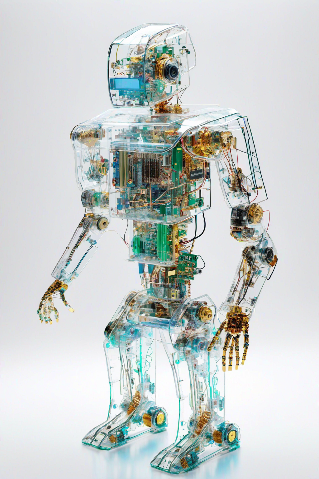 AI generated: Concept of a fully transparent robot (Stable Diffusion - Concept Art)