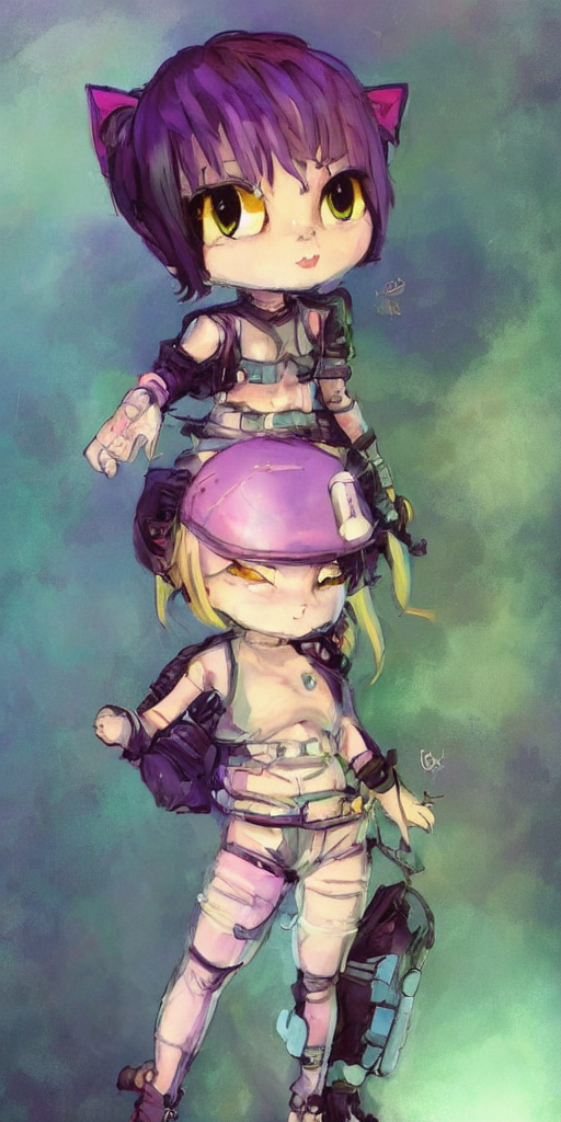 Stable Diffusion prompt: greg manchess chibi cat female s...