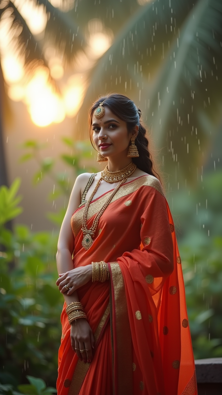 FLUX prompt: Indian woman posing for a photograph, showcasing a... - FLUX