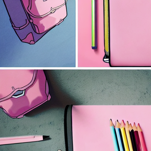 Stable Diffusion prompt: inside a pink backpack full of b...
