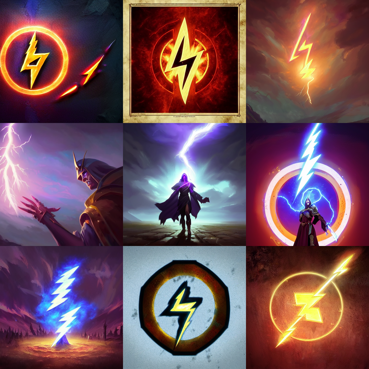 Stable Diffusion prompt: lightning mage spell icon, warcr...