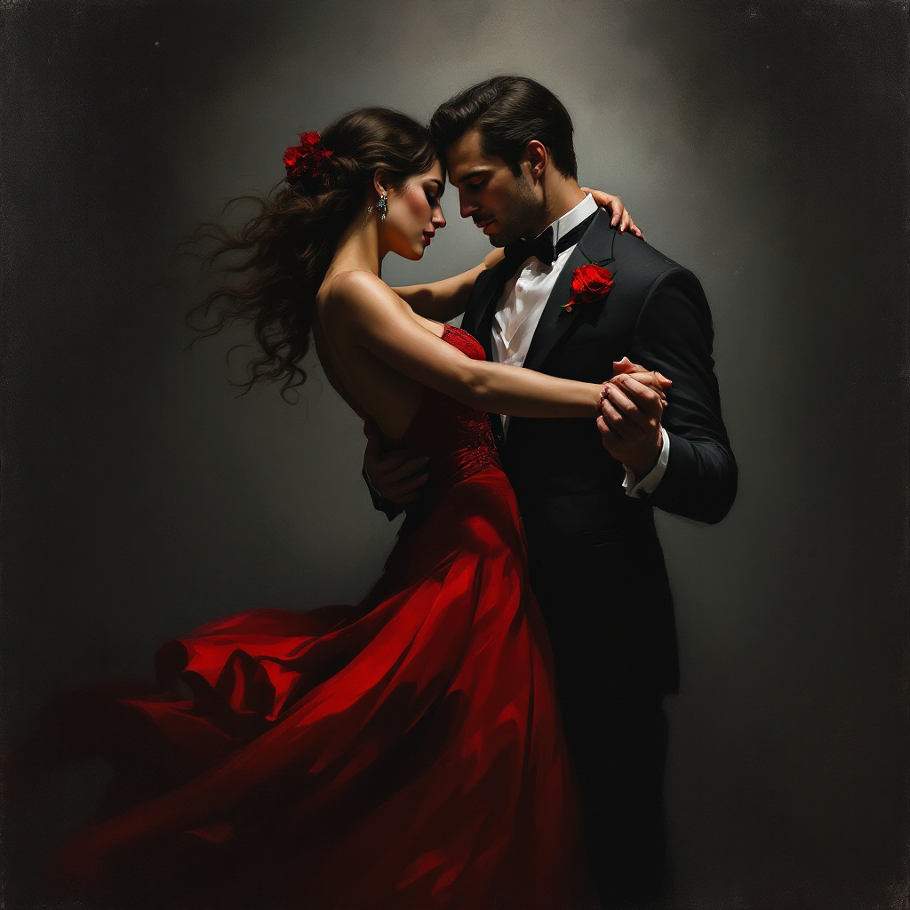 FLUX prompt: An oil painting man and woman are dancing the tang... - FLUX