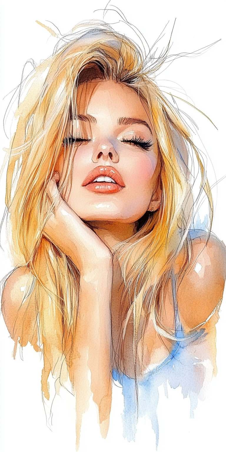 Midjourney prompt: Watercolor portrait of a woman, free brushwork --c... - Midjourney