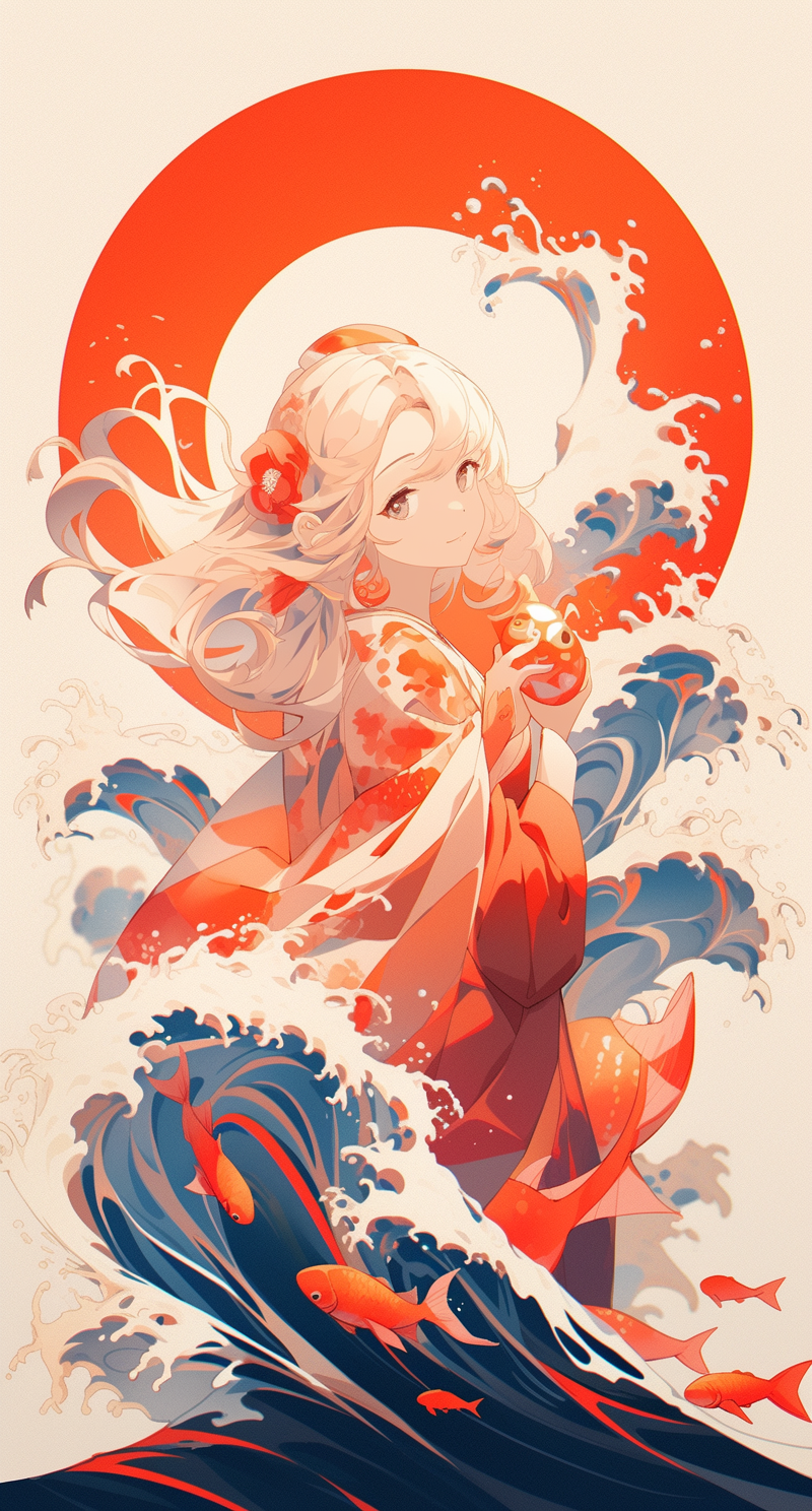 AI generated: Midjourney prompt: a woman in the ocean, in the style of light beige ... (Midjourney - Concept Art)