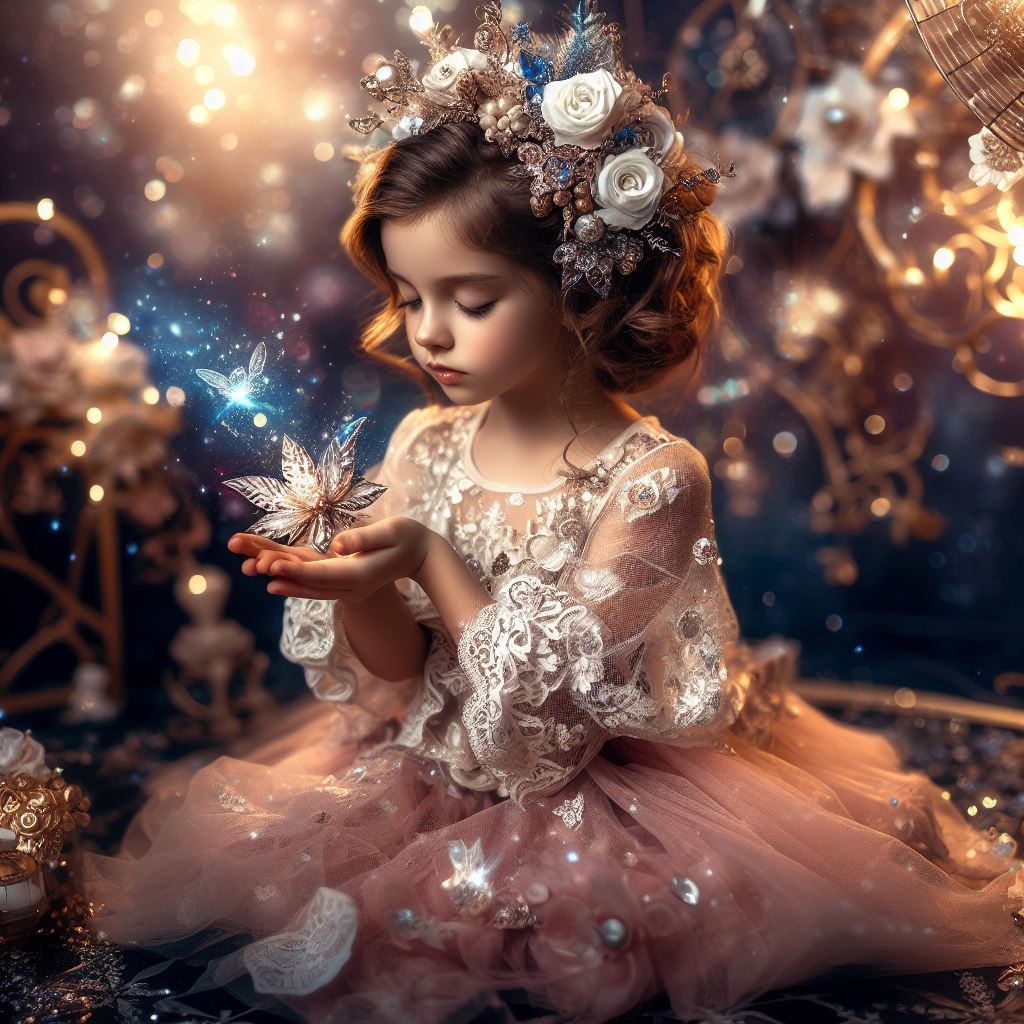 صورة مولدة بالذكاء الاصطناعي: DALL·E prompt: A stunning beautiful girl in a world full of magic... (نموذج DALL·E - صور شخصية)