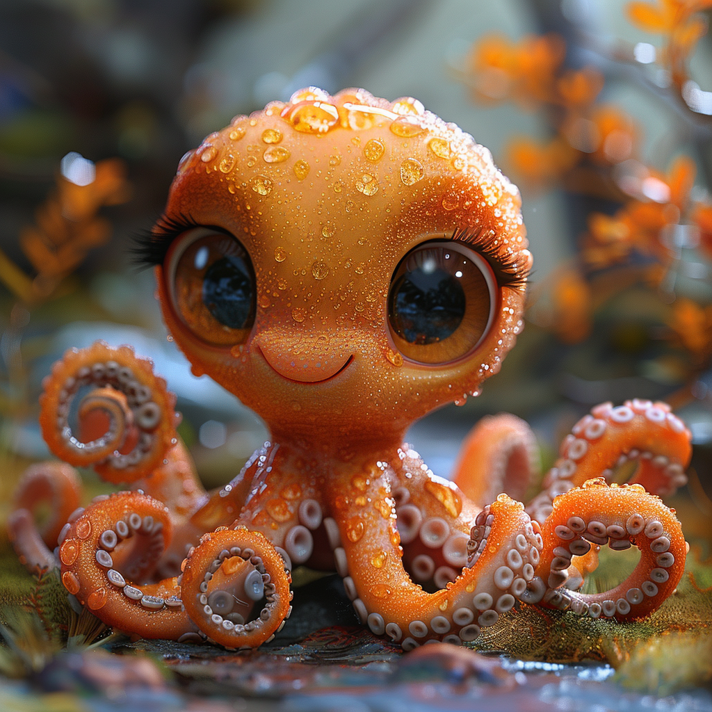 AI generated: Midjourney prompt: baby octopus, in the style of pixar, cuteness over... (Midjourney - Anime)