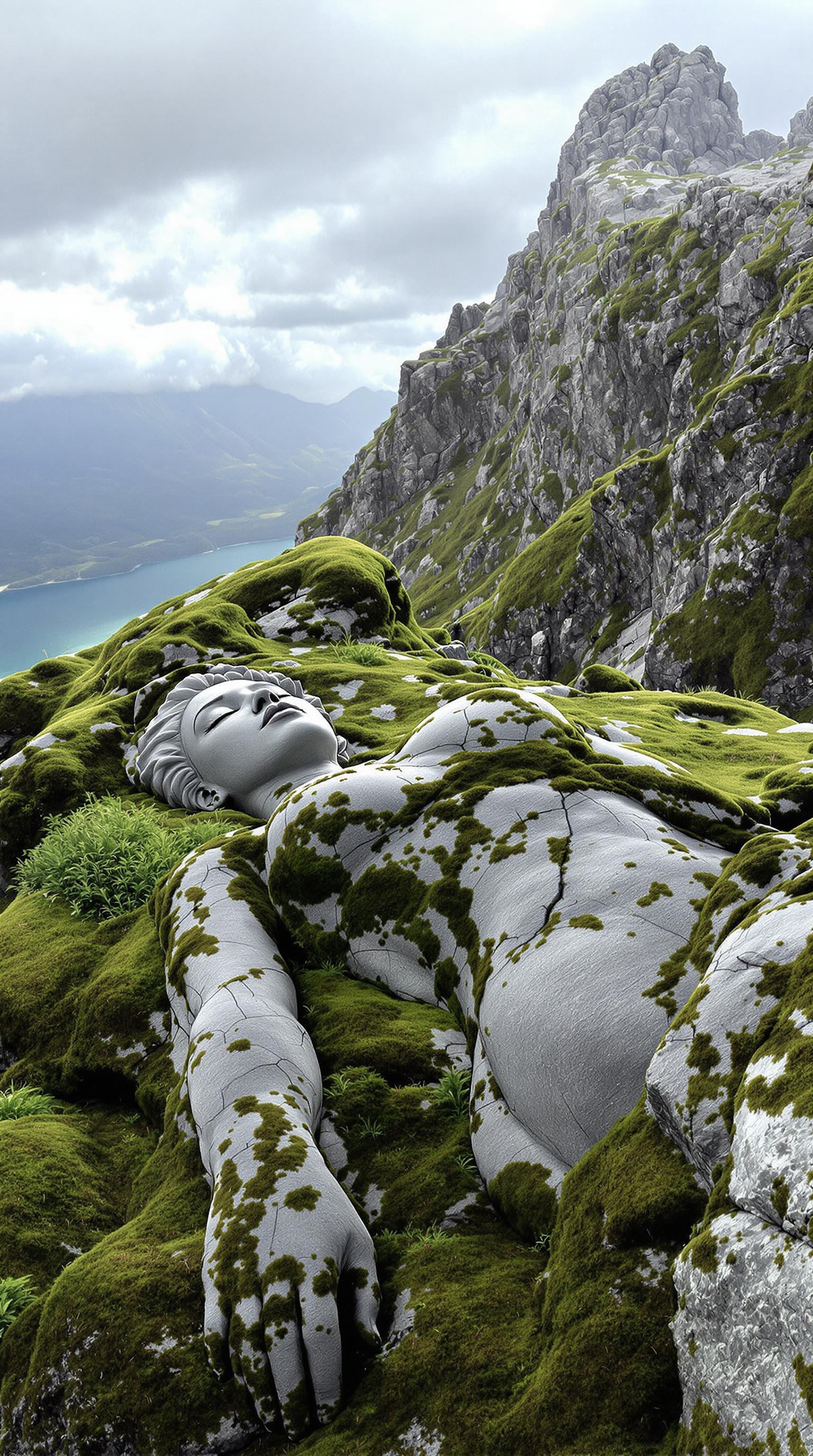 FLUX prompt: The surrounding landscape is rugged and mountainou... - FLUX
