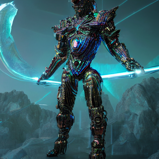 Stable Diffusion prompt: Powerful humanoid entity with ir...